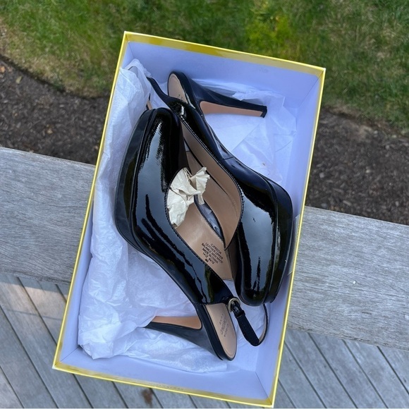 Circa Joan & David Luxe Precia Black Patent Leather Slingback Platform Heels 9M - Picture 3 of 16